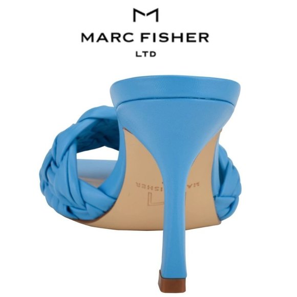 NEW Marc Fisher LTD Draya Slide Sandal Size 5.5 / 6 / 6.5 Bermuda Blue Leather - Picture 3 of 10